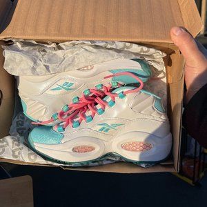 REEBOK Question Mid Iverson Pink Lemon Zest AI Shoes Youth 5.5 Womens 7 M43195